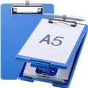 Meiikun Small Clipboard with Storage, A5 Clipboards with Pen Holder, Half Letter Clip Boards 6x9 Mini Plastic Clipboard with Low Profile Clip for Classroom, School, Office Supplies (Blue)