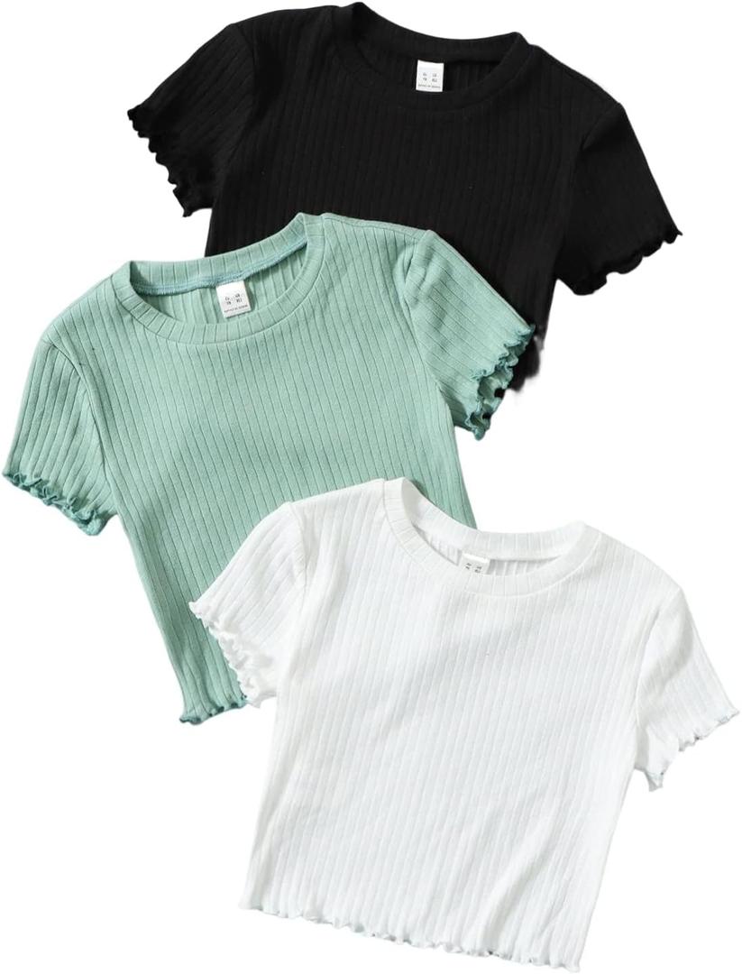 Floerns Girls' Casual T-Shirt (Black)