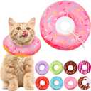 Cat Cone Collar Soft, Cat Recovery Collar for Wound Healing Cute Donut Adjustable Kitten Cones to Stop Licking Comfortable Lightweight Neck Elizabethan Collars for Kittens After Surgery (Small, Donut Pink)