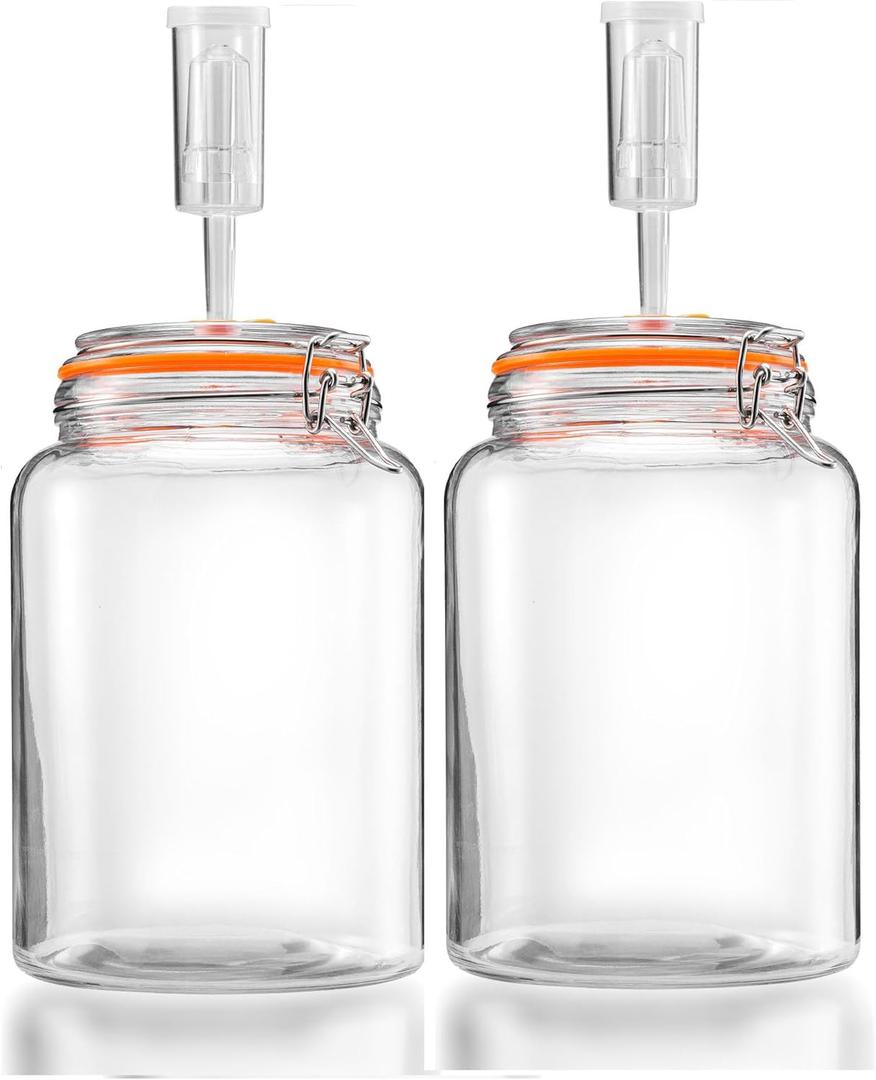1 Gallon Fermentation Jars with Airlocks, Fermenting Kit for Sauerkraut, Kimchi, Kombucha and Pickles, 2 Pack