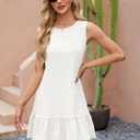Naggoo Summer Dresses for Women 2025 Flowy Tank Dress Sundresses Swimsuit Coverup White (M)
