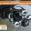 Buyers Products 1802279 Tri-Ball Truck Hitch With Hook, Solid Shank for 2 Inch Receiver Tubes, Chrome Welded Steel Towing Balls, Black Powdercoated, Towing Accessories For Trucks And Trailers
