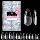 UNA GELLA Almond Gel Nail Tips, 504PCS Pre Etched Clear Fake Nails Tips Medium Almond Shape - 12 Sizes Full Cover Soft Acrylic Press On Nail Extensions No C Curve Gift for Diy at Home