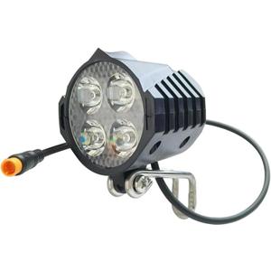 Electric Bike LED Headlight 24V 36V 48V 52V Bike Front Light with Built-in Horn 4 Lights 3 Pin Connector for Night Riding Waterproof Bicycle Horn Light for E-Scooter (Headlight)