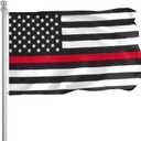 Thin Red Line Firefighter American Flag 3x5 Ft Outdoor, Vibrant Color Polyster Black Red and White US National Flag, Fire Fighter USA Flags Canvas Header and Brass Grommets