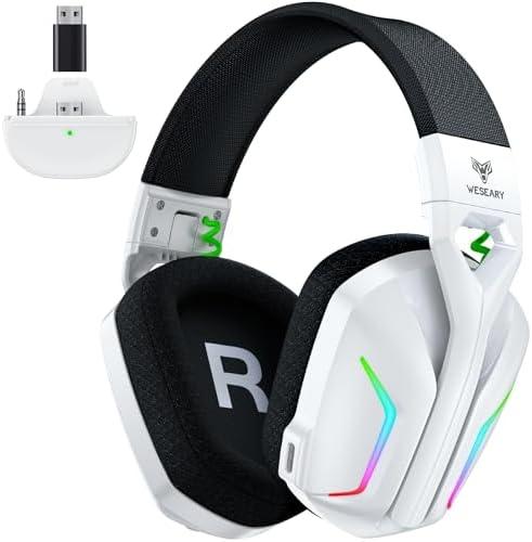 WESEARY Wireless Gaming Headset for Xbox Series X|S, Xbox One, PS5, PS4, PC, Mac, Switch, 2.4GHz + Bluetooth Over-Ear Gaming Headphones with ENC Mic, 3D Stereo, LED Lights for Xbox One Accessory Kits