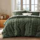 Bedsure Boho Duvet Cover Queen Size, Soft & Comfortable Elegant Design Boho Bedding for Decoration, Machine Washable Comforter Cover for All Seasons,Includes 1 Duvet Cover & 2 Pillow Shams,Olive Green (Queen (90" x 90"))