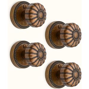 Asidrama 4 Pack Antique Brass Privacy Door Knobs with Lock, Vintage Door Handles with Antique Brass Door Knobs Interior for Bedroom or Bathroom, Heavy Duty Door Lever for Left Right Sided Doors 211