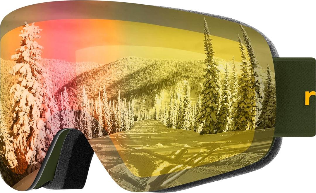 Retrospec Flume Ski Goggles for Men and Women UV Protection (Matte Forest/Heliodor)
