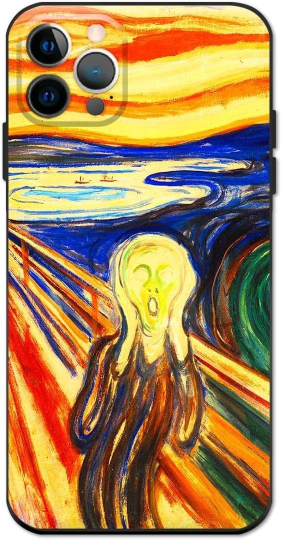 Berkin Arts Compatible with iPhone 15 Pro Max Case Silicone Cover with Screen Protector Shock Art Abstract Painting (The Scream by Edvard Munch)