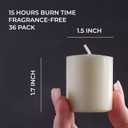 CANDWAX Unscented Ivory Votive Candles Set of 36 - Clean-Burning, Long-Lasting 15 Hour Burn - Ideal for Weddings, Home Dcor, Spa, Events - Bulk Value for Versatile Use
