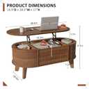 LYNCOHOME Fluted Lift Top Coffee Table with Storage,Modern Oval Coffee Table for Living Room or Home OfficeWalnut, 38.6 Inches X 18.9 Inches X 17 Inches