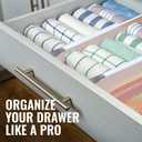 RAPTUROUS Adjustable Deep Drawer Divider 6" Tall, Expandable 13-22", 8-Pack, Non-Slip Drawer Dividers for Clothes, Dresser, Kitchen & Office Organization (White)