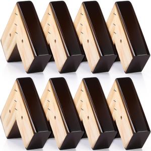 Geelin 8 Pack Wooden Furniture Risers 1 Inch High LShaped Bed Risers with Metal Screws and Anti-Slip Pads Furniture Legs Couch Legs Replacement Sofa Feet for Coffee Table Bed Dresser (Walnut Color)