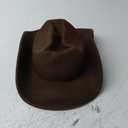 Classic Black Western Felt Roll Up Brim Cowboy and Cowgirl Hat for Women and Men - Decoration with Western Belt Bukle (7-7 1/4, Brown-vintage Buckle Belt)