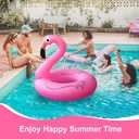 Inflatable Flamingo Pool Floats with Lights, FlyfreeU Solar Powered Flamingo Swim Tube Rings, 42'' Lake Beach Floaties Swimming Rings Summer Pool Raft Lounger for Adults Water Party Supplies.