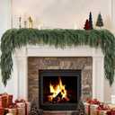 Christmas Norfolk Pine Garlands Soft Bendable Winter Pine Garland Real Touch Artificial Christmas Greenery Garland for Fireplace/Mantle/Table/Window/Stairs/Indoor or Outdoor Xmas Decor (9FT-1PC)