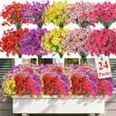 Alupssuc 24 Bundles Artificial Flowers for Outdoors Decoration, UV Resistant Silk Faux Daisy Flora Spring Fake Plastic Plants Greenery for Outside Indoor Yard Home Porch Window Box Decor, Mix 5 Colors