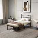 Twin Bed Frames 14 Inch Metal Twin Platform Bed Frame with Headbord & Under Bed Storage,Sturdy Kids Beds No Box Spring Needed Mattress Foundations,Tools-Free(14 Inch, Twin)