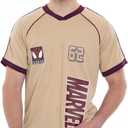 Marvel Men's Athletic Jersey Shirt V-Neck T-Shirt (Beige)