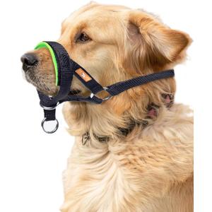 Dog Head Collar with Soft Fabric, Head Harness Stops Dog Pulling, Head Leash for Small Medium Large Dogs Walking (M,Apple Green)