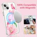 OOK Magnetic Case for iPhone 15 Plus Case Cute Flower Butterfly Design with 2 PCS Screen Protector [Compatible with MagSafe] for Girls Women Floral Clear Slim Phone Cover-Pink Lily Flower