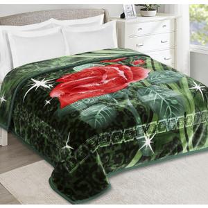 Nestl Korean Mink Blanket King Size - 12 Lbs Velvet Fleece Korean Blanket - 2 Ply Warm & Thick Winter Blanket - Wrinkle & Fade Resistant - 87 x 94 Inches (Green)