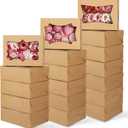 TOMNK 24pcs 8x6x2.5 Inches Cookie Boxes, Bakery Boxes with 3 Style Window, Treat Boxes, Pastry Pie Boxes for Chocolate Strawberries, Donuts, Cupcakes, Muffins and Dessert