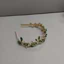 JEAIRTS Green Rhinestone Headband Gold Leaf Wedding Headpiece Bridal Crystal Hair Pieces Beaded Hair Hoop Glitter Bride Hair Accessories for Women and Girls