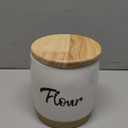 LEETOYI Ceramic Food Storage Containers with Lid,Modern Farmhouse Kitchen Decor, Countertop Food Storage Caddy Organizer, 33oz (Labeled Flour)