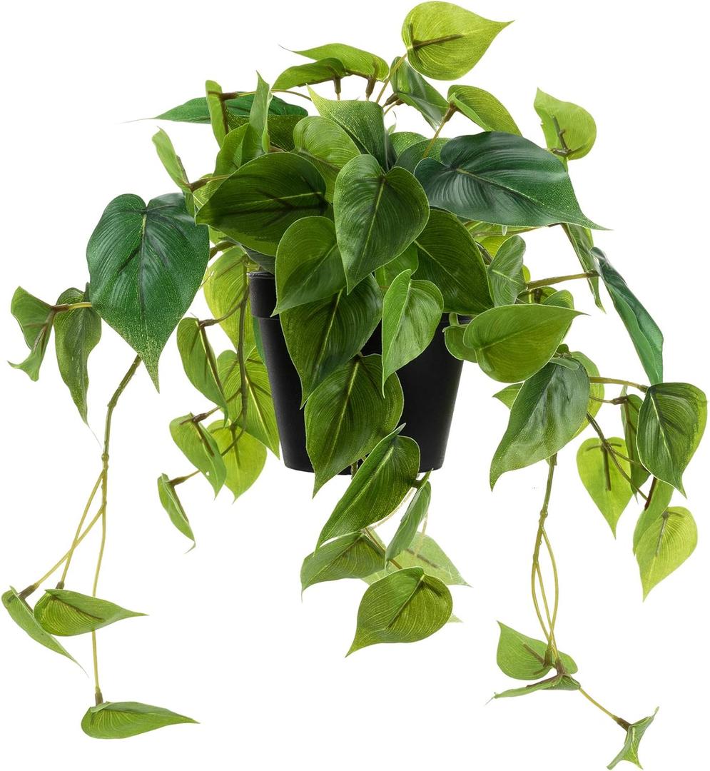 Artificial Scindapsus Aureus, Realistic Fake Plant with Plastic Pot for Home Office Garden Decoration 1 Pack(8in H)