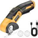 Electric Cardboard Cutter - Cordless Electric Scissors for Cardboard with Safety Lock & 2 Spare Blades, Power 4V Rechargeble Box Cutters for Fabric Carpet Leather Plastic Cutting, Crafting Yellow