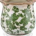 Newtay 6 Inch Ceramic Planter Green Scroll Planter Decorative Plant Pots with Crackle Glaze for Home Garden Kitchen