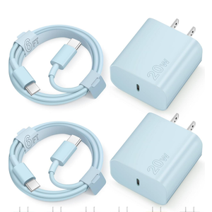 iPhone 17 16 15 Charger Fast Charging Type C Chargers USB C Charger Block iPhone Air Chargers with 2 Pack 6FT Cable for iPhone 17/17 Plus/17 Pro Max/16/16 Plus/16 Pro Max/15 Pro Max/iPad Pro(Blue)