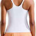 RUNNING GIRL Yoga Tank Tops for Women Built in Shelf Bra B/C Cups Strappy Back Activewear Workout Compression Tops (White, M)