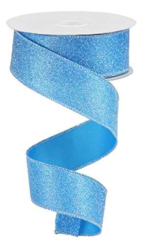 Craig Bachman Iridescent Glitter Satin Wired Edge Ribbon, 1.5 Inch x 10 Yards (Robins Egg Blue)