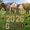 Xuhal 20 Pcs Class of 2026 Graduation Yard Signs 15.7 Inch Large Black and Gold Glitter Senior Grad Lawn Decorations with Stakes Waterproof Outdoor Celebration Decor and Photo Backdrop