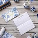 3 x ReliThick 7" x 6.5" 2026-2027 Pocket Calendar for Purse Small Monthly Planner Notebook PVC Cover Pocket Calendar Notepads Appreciation Present Gift for Women Mom Friend Teacher(Blue and White Floral)