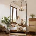 Full Length Mirror with Stand 76"x34" Floor Mirror Freestanding, Arched Floor Standing Large Mirrors Full Body Wall Hanging Leaning Home Decor for Bedroom & Living Room, Black