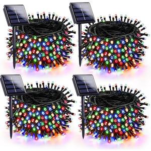 4 Pack 180FT Solar Christmas Lights Outdoor Waterproof, Super Bright 320 LED Solar String Lights with 8 Lighting Modes, Green Wire Solar Twinkle Tree Lights for Outside Xmas Party Yard(MultiColored)