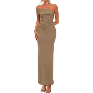 PRETTYGARDEN Women's 2026 Wedding Guest Cocktail Dresses One Off the Shoulder Ruched Bodycon Formal Maxi Party Summer Outfits XXL