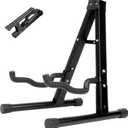 Foldable Guitar Stand - Non-slip Rubber And Foam Arm, Suitable for Acoustic, Electric, Bass, Ukulele, Banjo (Black)