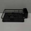 MOUKABAL Dish Drying Rack, Dish Rack, Stainless Steel Dish Racks for Kitchen Counter, Dish Drainer with Removable Utensil Holder, Drainboard (Black) (A-black)