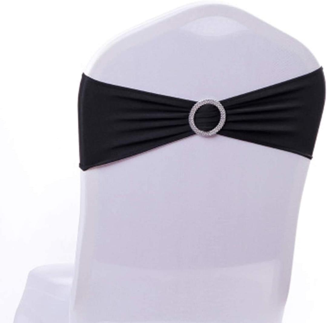 Tosnail 50 Pack Spandex Chair Sashes Wedding Chair Decoration Party Chairs Covers - Black