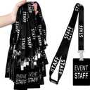 Qilery 50 Set Event Staff Lanyards with PVC Cards Lanyard Pass Staff Cards with Metal Swivel Hook for Concert Event Party Organizer Conference Party Office Supplies(Black)