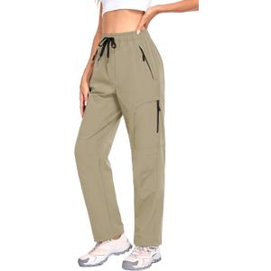 Women's Hiking Pants - UPF 50+ Water-Resistant, Breathable, Quick-Dry with 5 Pockets - Outdoor Trail, Travel, Khaki, M