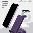 Wireless Charging Station,3 in 1 Charging Stand Made for Apple Watch Ultra 11 10 9 8 7 6 SE 5 4 3,Fast Wireless Charger Made for iPhone 17/Air/16/15/14/13/12,for AirPods Pro 3(with Adapter) (Purple)