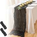 JYFLZQ Black Cheesecloth Table Runner 35 x 120 Inch 2 Pack Gauze Table Runner 10ft Cheese Cloth Wedding Table Runner Boho Party Wedding Bridal Shower Decorations