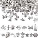 PH PandaHall 150PCS 15 Styles Ocean Animal Tibetan Beads Antique Silver Sea Turtle Starfish Spacer Beads Sea Life Creatures Alloy Loose Beads for DIY Necklace Bracelet Craft Jewelry Making