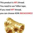 Joywayus 3PCS Brass Pipe Fittings 3/4" to 3/4" to 3/4" NPS Female Forged Tee Pipe Tube Fittings
